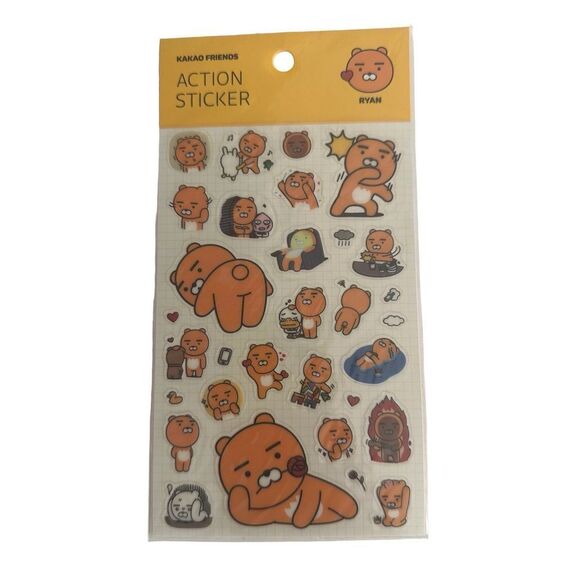 Kakao‎ Friends RYAN Action Sticker Decorative Fun 30 Stickers - Picture 1 of 2